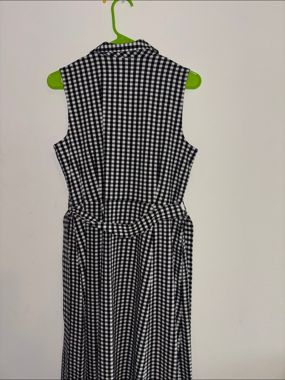 Donna Karan Black and White Gingham Midi Shirt Dress - Picture 4 of 5